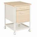 Mobile Storage Cabinet with Metal Frame and Light Oak Top 60x40x65cm