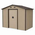 Metal Outdoor Storage Shed Steel Tan 8ft x 6ft
