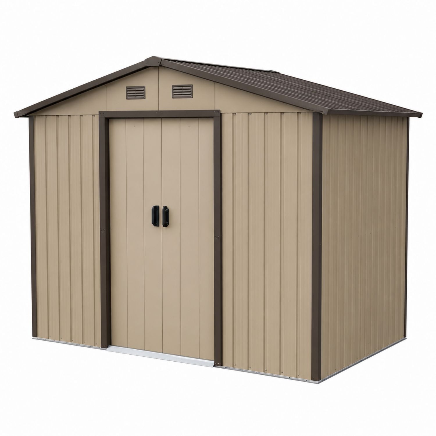 Metal Outdoor Storage Shed Steel Tan 8ft x 6ft