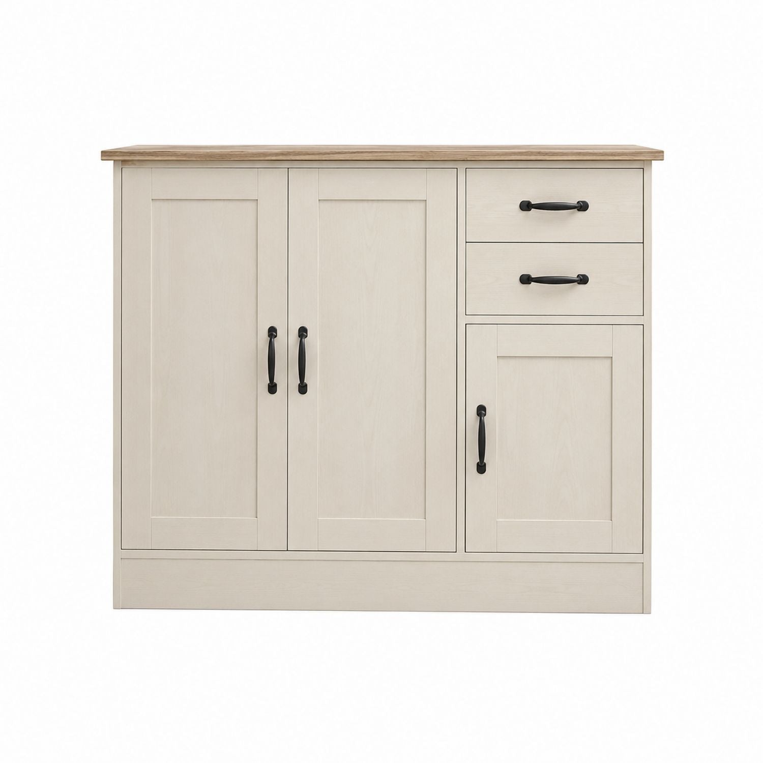 Wooden Sideboard with Two Drawers and Three Doors Beige