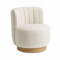 Ivory Polyester Barrel Chair with Oak Veneer Base