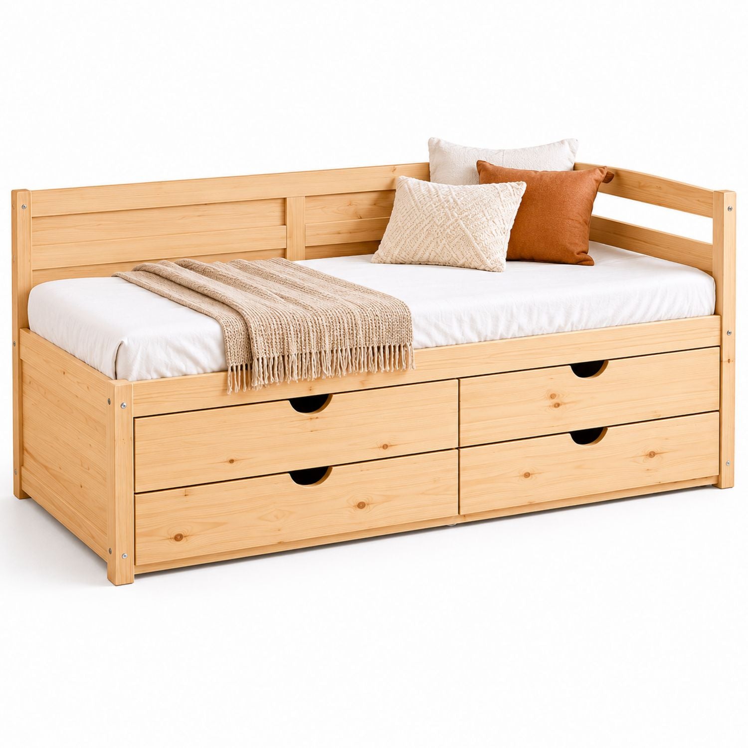 Pine Wood Daybed with Storage Drawers 200cm x 100cm x 80cm