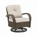 Outdoor Swivel Chair Wicker with Polyester Cushions Beige 33.5in x 30.7in x 33.1in