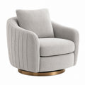 Swivel Accent Chair Bouclé Fabric Light Grey