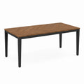 Rectangular Wood Veneer Dining Table with Black Metal Legs 180cm