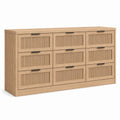 Wooden Sideboard with 9 Drawers Oak Finish