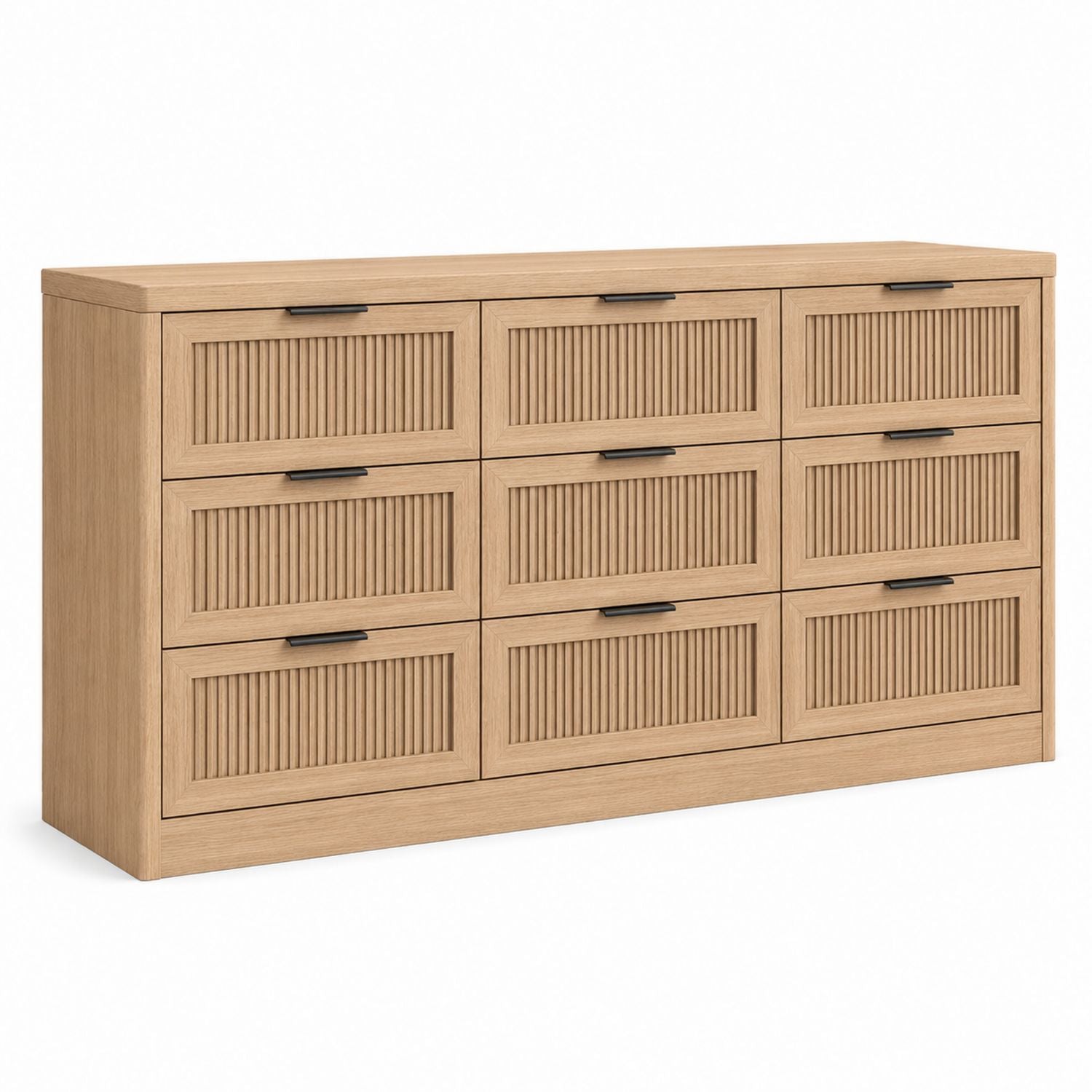 Wooden Sideboard with 9 Drawers Oak Finish