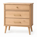 Oak Wood Nightstand with Three Drawers 60cm x 40cm x 70cm