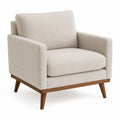 Linen Blend Armchair with Wood Frame Beige 30x32x35 Inch