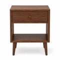 Wooden Nightstand with Drawer and Shelf Brown Rectangular 60cm x 40cm x 55cm