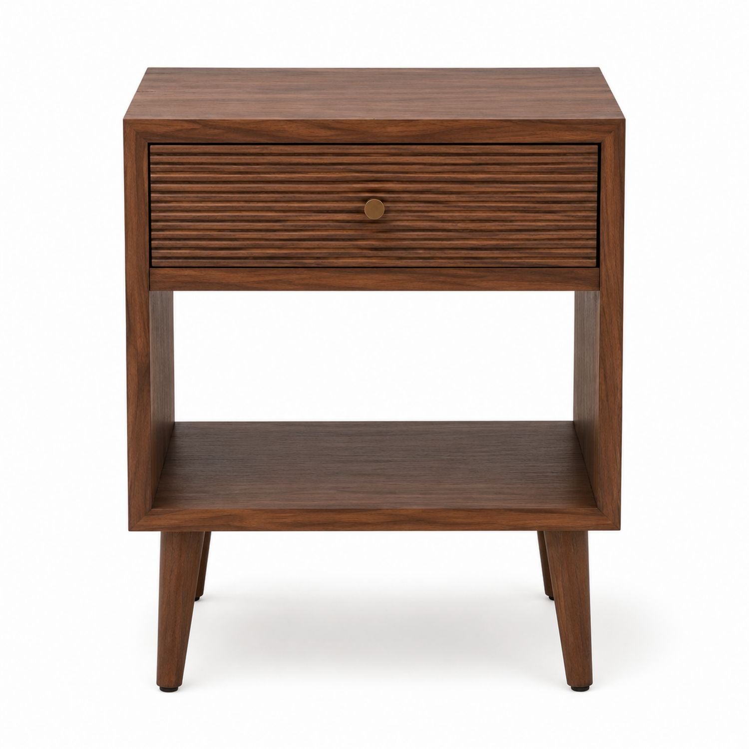 Wooden Nightstand with Drawer and Shelf Brown Rectangular 60cm x 40cm x 55cm