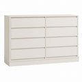 White Wood 8-Drawer Laminated MDF Dresser 140cm x 45cm x 85cm