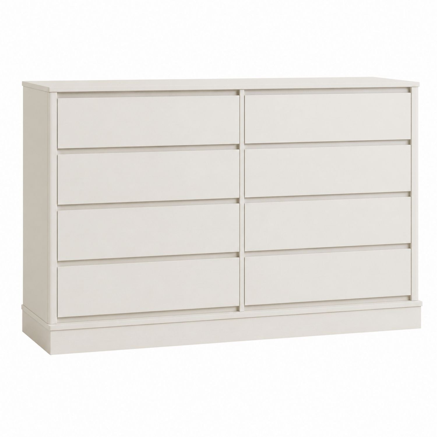 White Wood 8-Drawer Laminated MDF Dresser 140cm x 45cm x 85cm