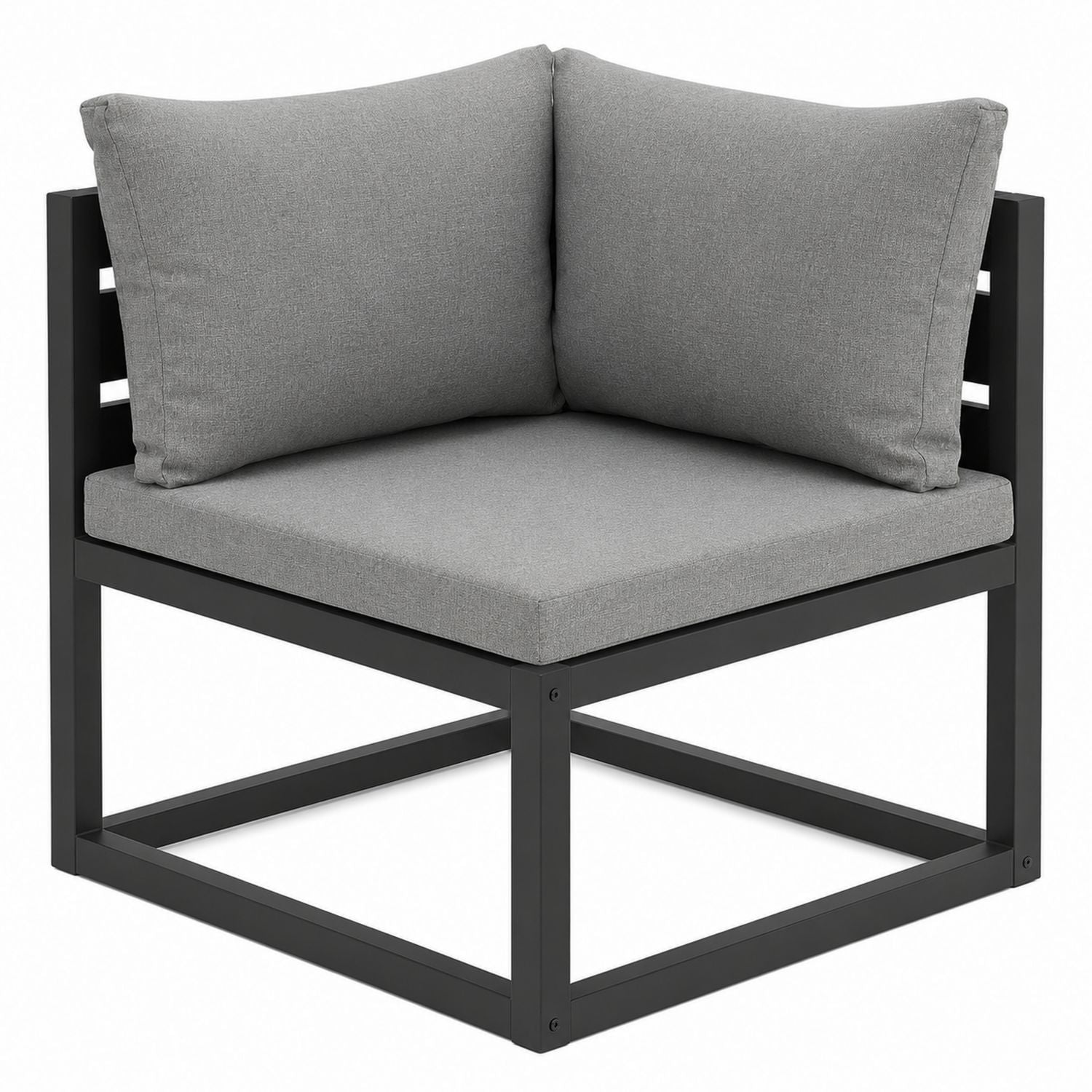 Corner Sofa Module Steel Frame with Gray Polyester Fabric