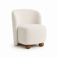 Boucle Fabric Chair with Wooden Spherical Legs Beige