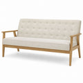 Mid-Century Wooden Frame Upholstered Sofa 180cm
