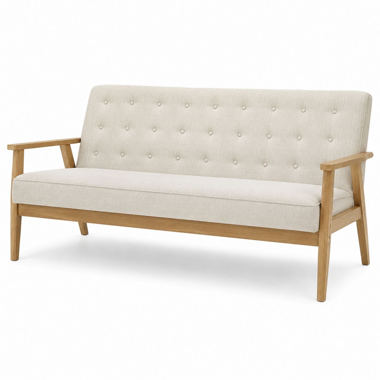 Mid-Century Wooden Frame Upholstered Sofa 180cm