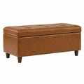 Rectangular Faux Leather Ottoman Brown 102cm x 42cm x 45cm