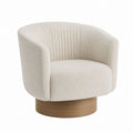 Swivel Armchair Boucle Fabric Beige 75cm High, 80cm Wide