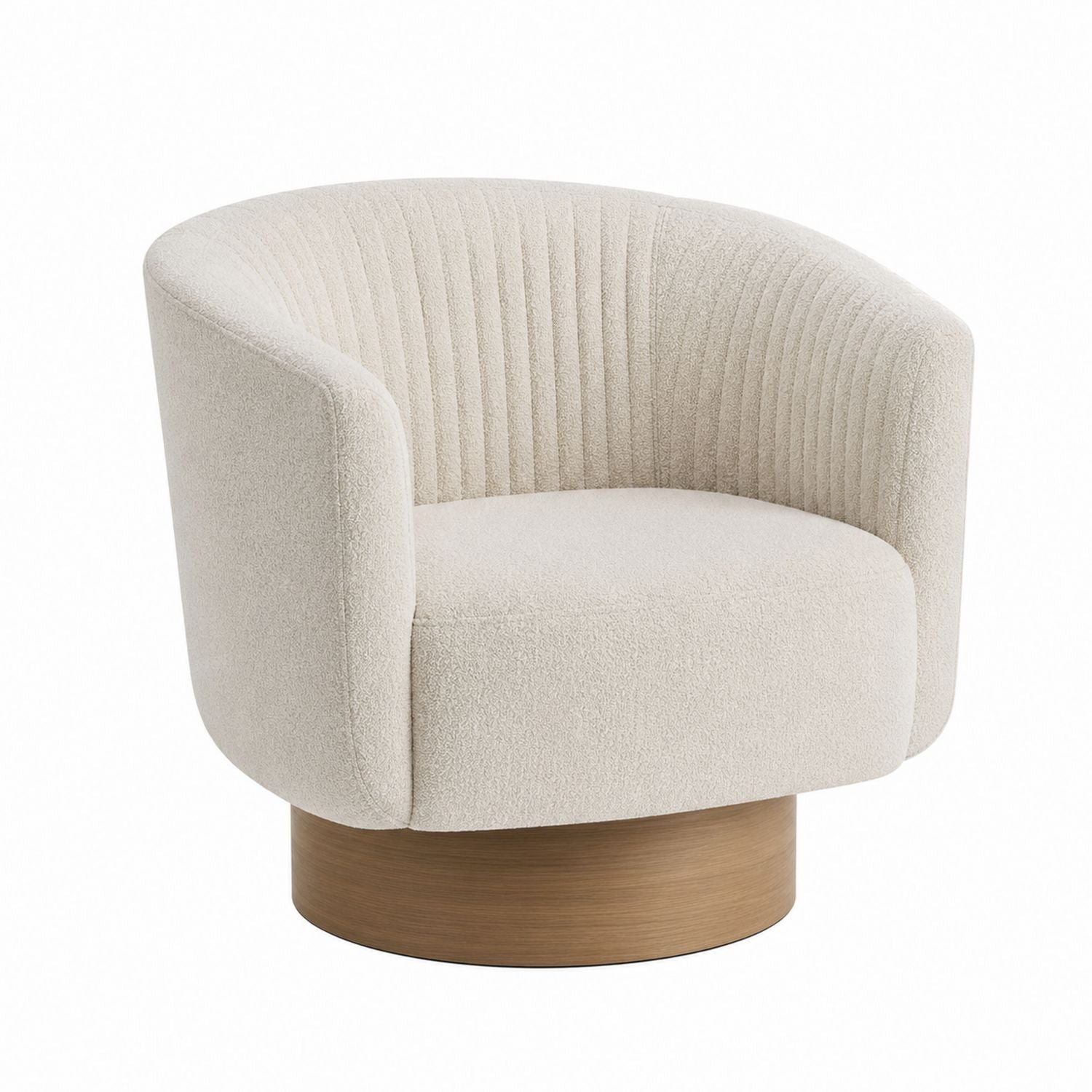 Swivel Armchair Boucle Fabric Beige 75cm High, 80cm Wide