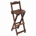 Folding Wooden Bar Stool with Backrest Brown