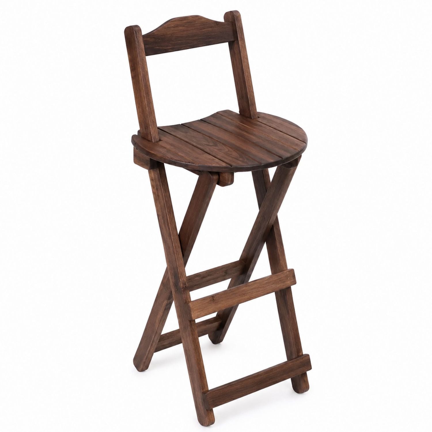 Folding Wooden Bar Stool with Backrest Brown