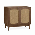 Wooden Sideboard Cabinet with Rattan Panels Brown 80x40x90 cm