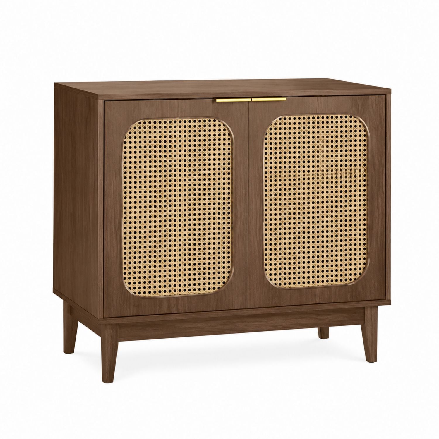 Wooden Sideboard Cabinet with Rattan Panels Brown 80x40x90 cm