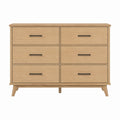 Oak Wood 6-Drawer Dresser Light Brown