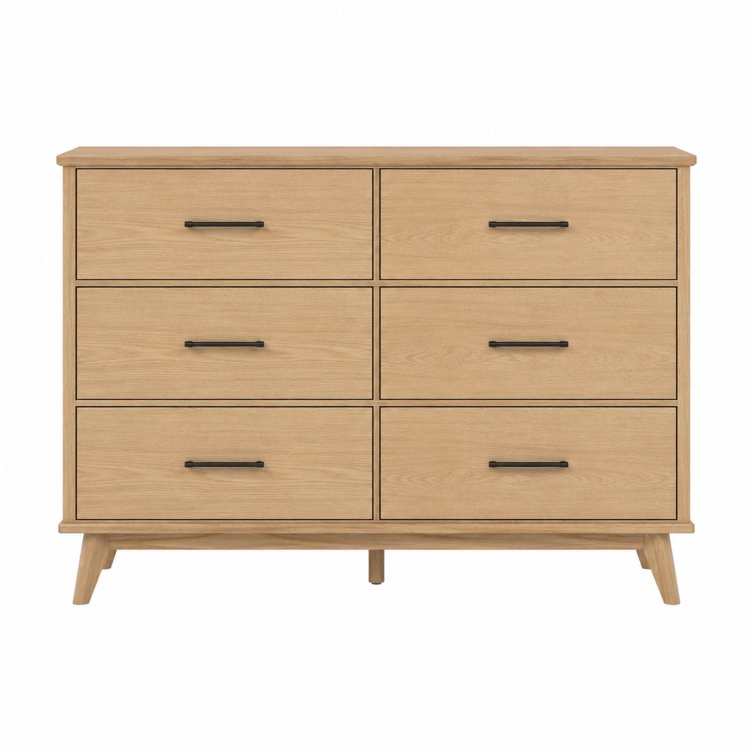 Oak Wood 6-Drawer Dresser Light Brown