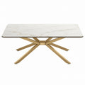 Rectangular Marble Dining Table with Gold Metal Legs 150x90x75 cm