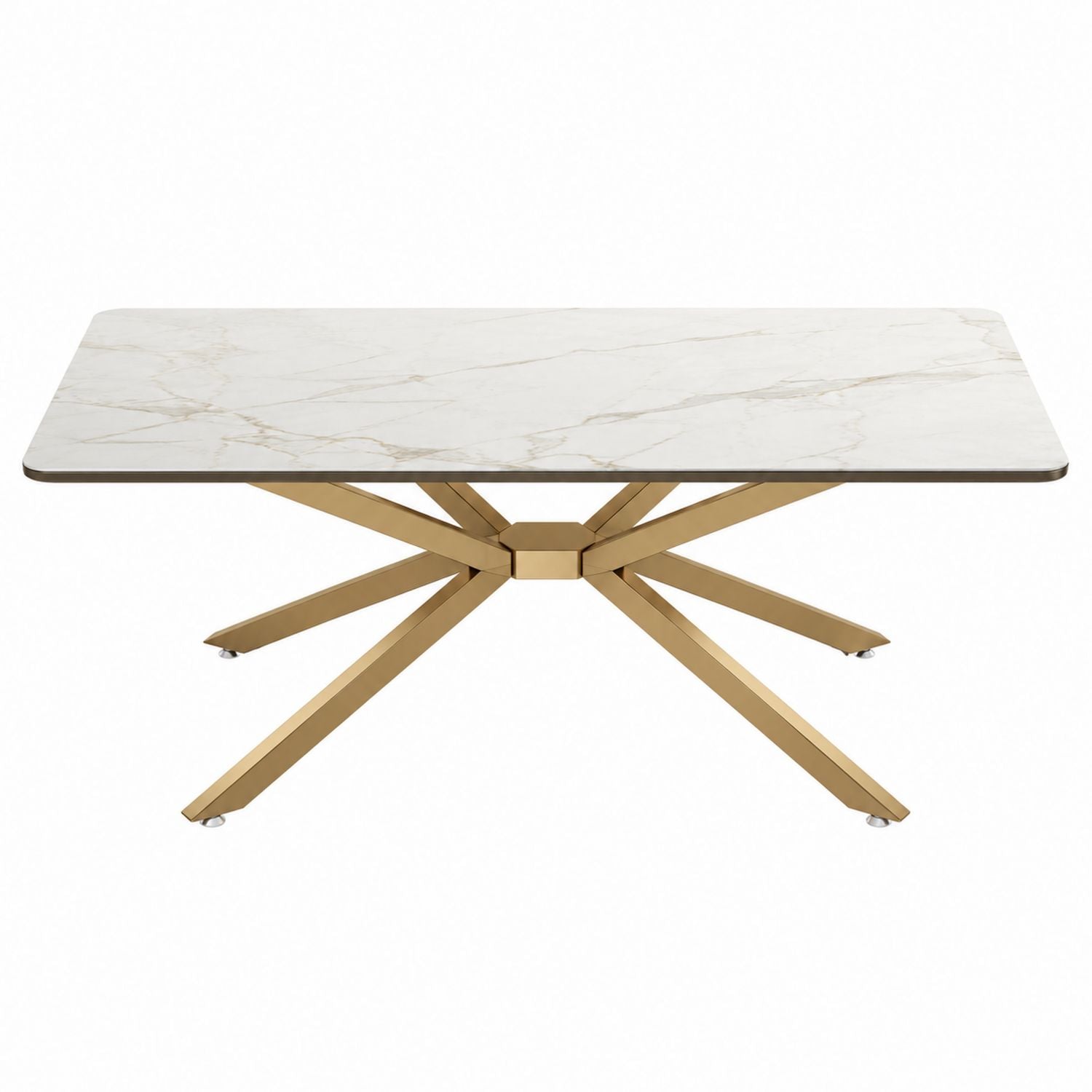 Rectangular Marble Dining Table with Gold Metal Legs 150x90x75 cm