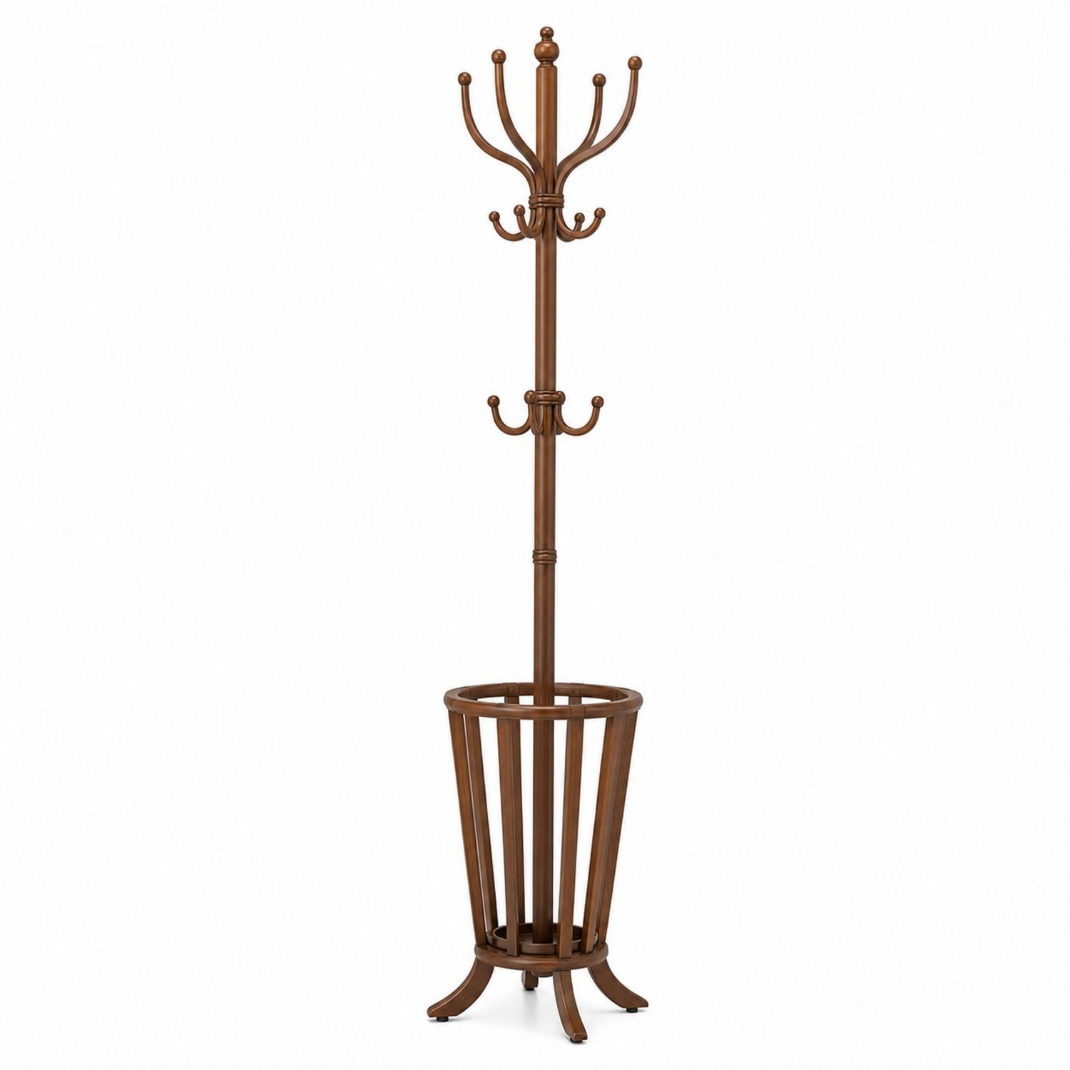 Wooden Coat Rack with Umbrella Holder Brown 180cm