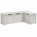 L-Shaped MDF Storage Bench White 150x45x60 cm