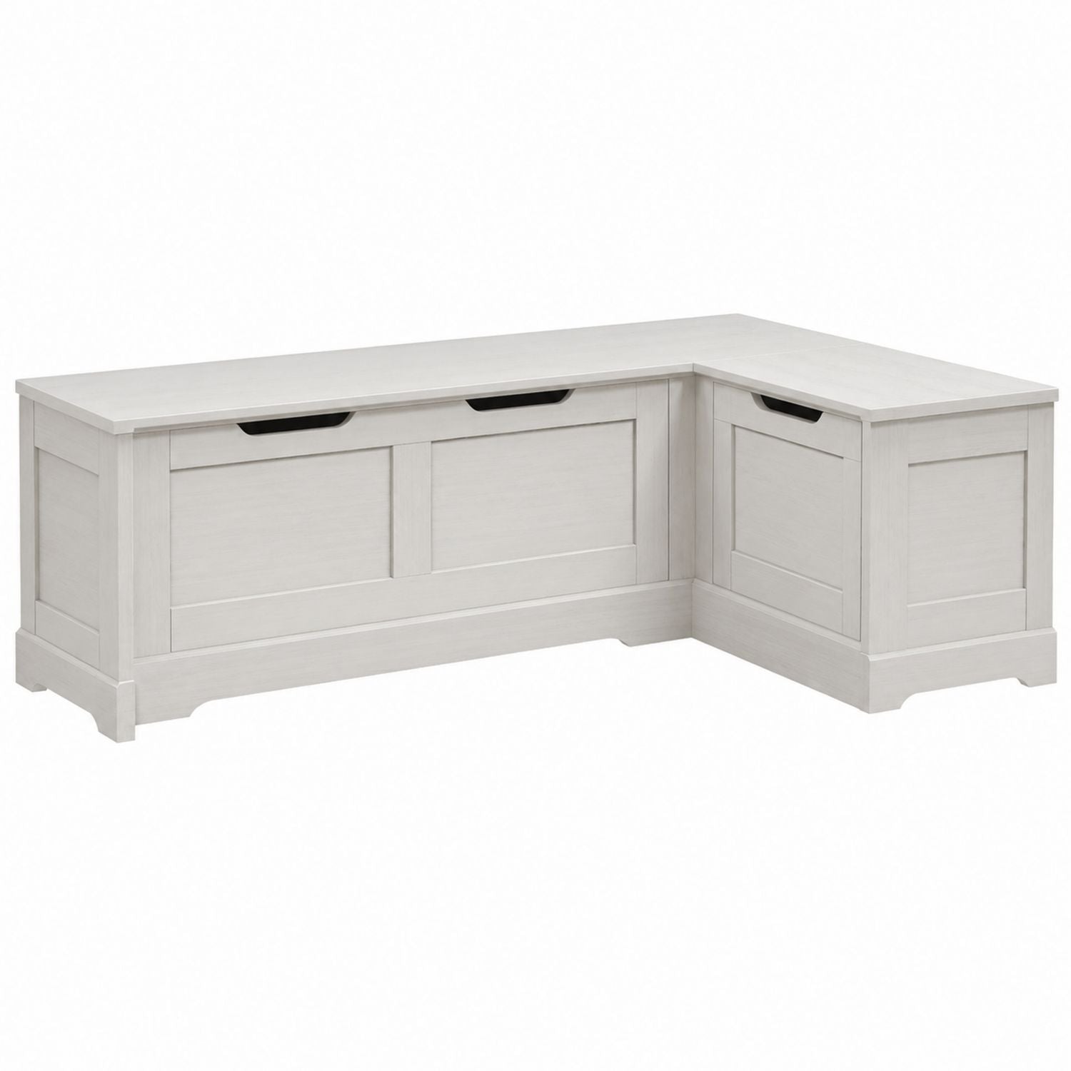 L-Shaped MDF Storage Bench White 150x45x60 cm