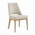 Linen Fabric Dining Chair with Oak Frame, Beige, 45cm x 52cm x 85cm