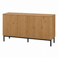 Wooden Shoe Cabinet with Slatted Doors and Metal Legs 120cm x 40cm x 75cm